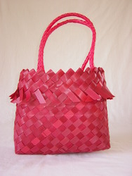 Recycled Packing Strap Bags: Red (medium)
