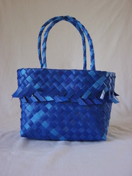 Recycled Packing Strap Bags: Blue (small)