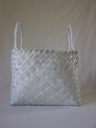 Recycled Packing Strap Bags: White (large)