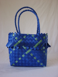 Recycled Packing Strap Bags: Blue and Green (small)