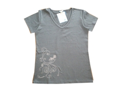 T-Shirts: Charcoal Vertical Koru V-Neck Organic T-Shirt - large