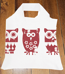 Envirosax: Envirosax Linen Shopping Bag with Red Owls